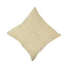 Handmade Cotton Herringbone Cushion Cover – Beige Striped Textured Pillow Cover 45x45 cm | Artisan Woven Decorative Cushion