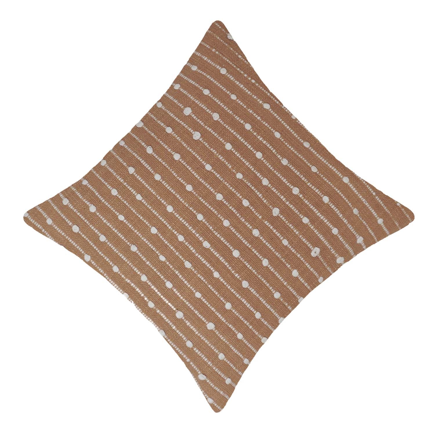 Handwoven Cotton Cushion Cover 45x45 cm | Textured Woven Dot Pattern | Decorative Throw Pillow Cover | Hidden Zipper | Beige & White