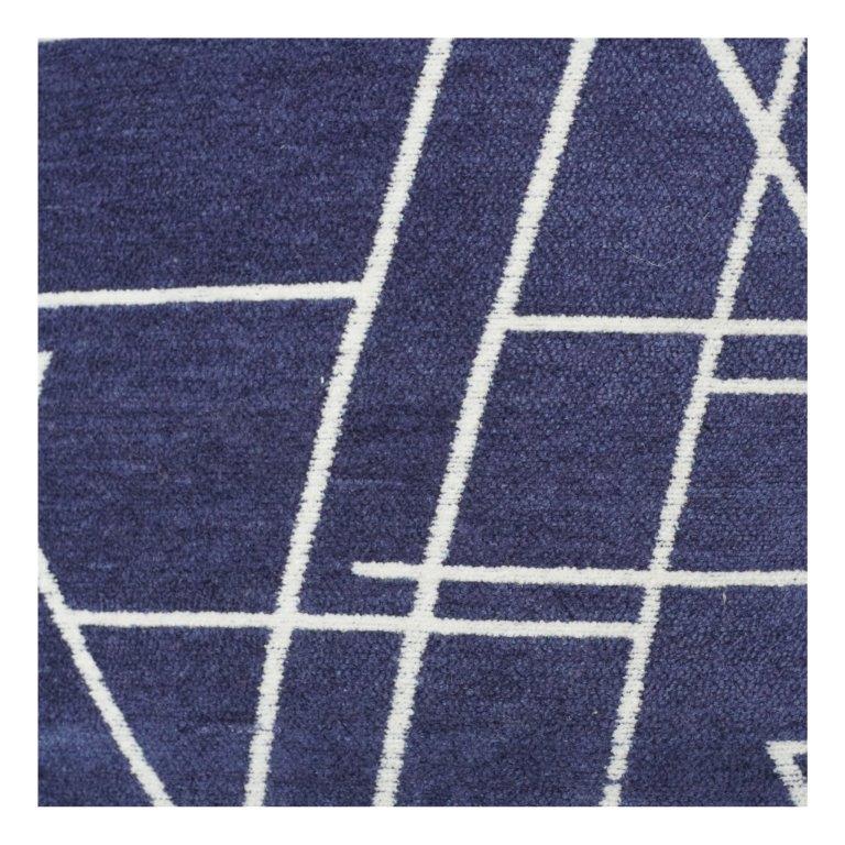 Navy Blue Geometric Jacquard Cotton Cushion Cover | Modern Abstract Pattern | 18x18 Inch Decorative Pillow Cover - Bulk manufacturer & supplier from Panipat, India