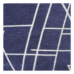 Navy Blue Geometric Jacquard Cotton Cushion Cover | Modern Abstract Pattern | 18x18 Inch Decorative Pillow Cover