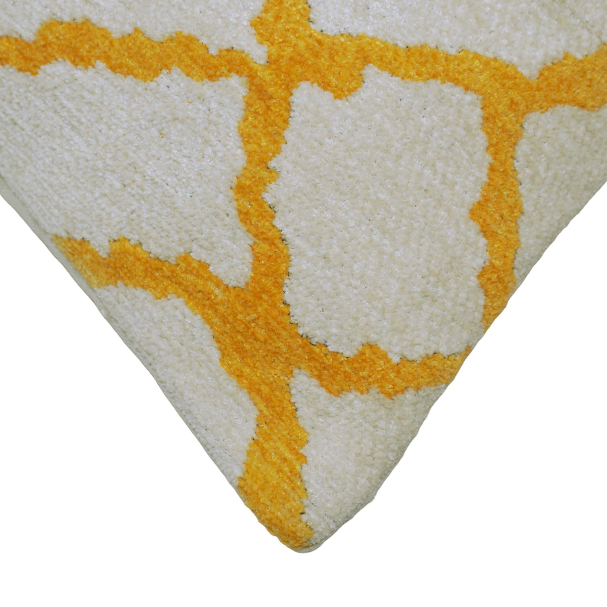 Mustard & Ivory Geometric Jacquard Cushion Cover – 45 x 45 cm | Woven Decorative Accent Pillow Cover