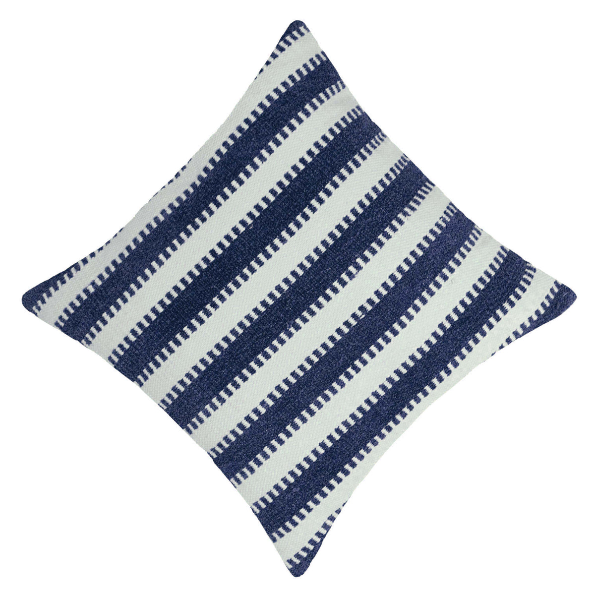 Handwoven Cotton Cushion Cover – Blue & White Striped Design, 45 x 45 cm