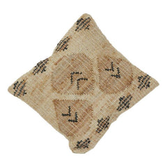 Handwoven Jute Cushion Cover with Tribal Mudcloth Pattern | Natural Textured Decorative Pillow Cover | 18x18 Inch