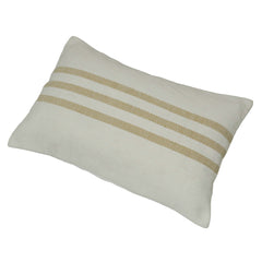 Handwoven Cotton Cushion Cover 35x50 cm | Natural Ivory with Beige Woven Stripes | Decorative Lumbar Pillow Cover | Hidden Zipper | Boho Farmhouse Home Décor