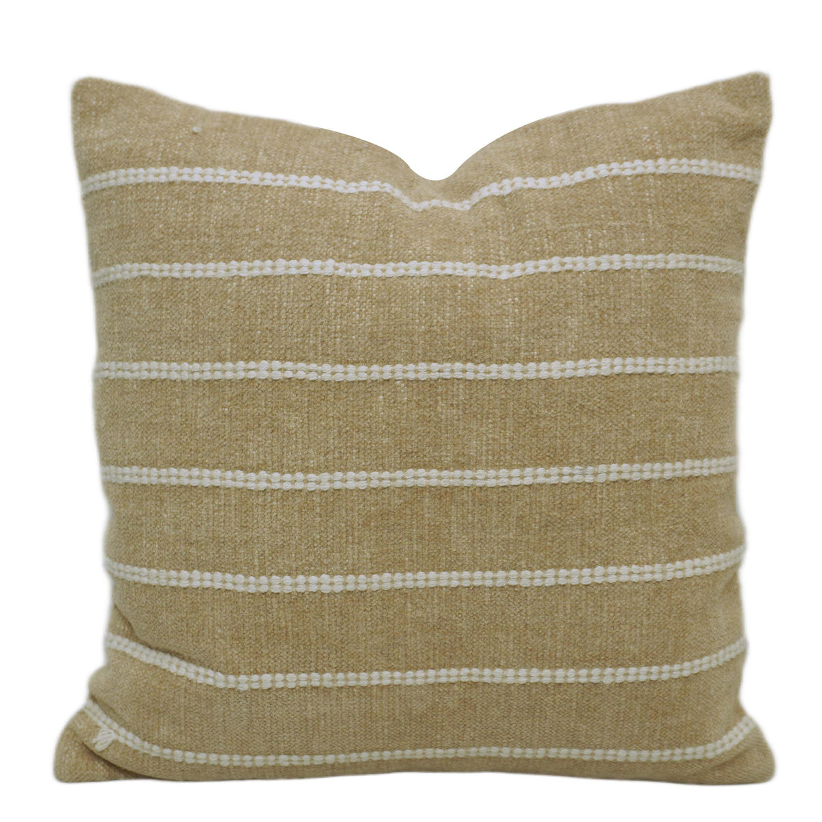 Handwoven Beige & White Striped Cotton Cushion Cover – 45 x 45 cm