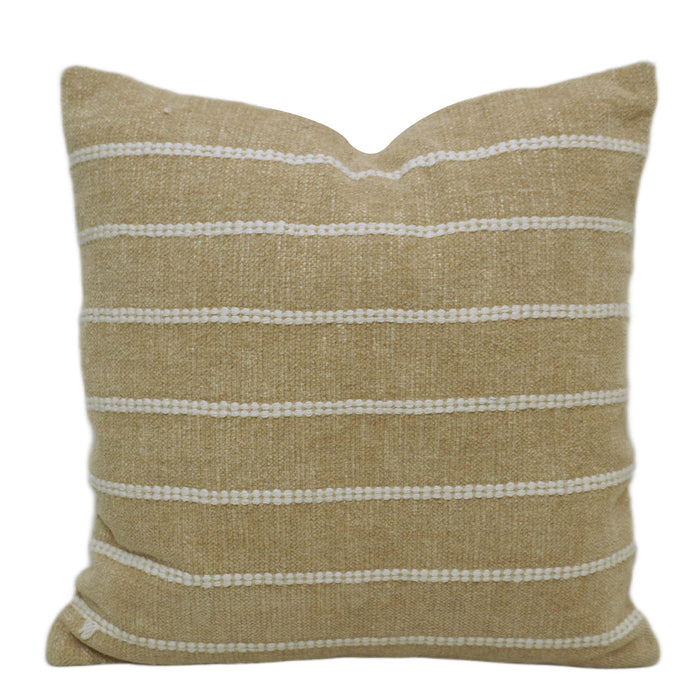 Handwoven Beige & White Striped Cotton Cushion Cover – 45 x 45 cm