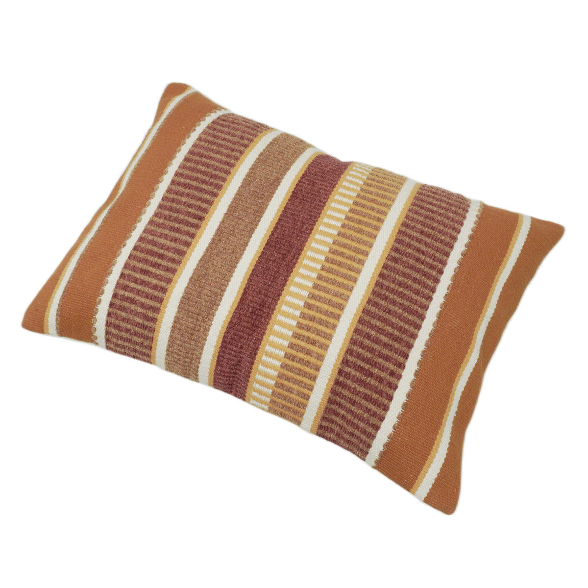 Handwoven Striped Cushion Cover – 35 x 50 cm | Earthy Multi-Tone Textured Cushion