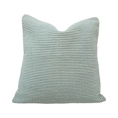 Handwoven Aqua Stripe Cotton Cushion Cover – 45x45 cm | Textured Woven Decorative Pillow Cover