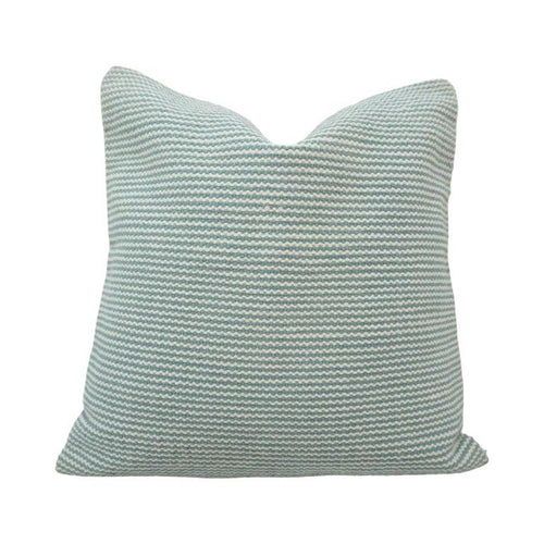 Aqua & Ivory Handwoven Stripe Cotton Cushion Cover 45x45 cm