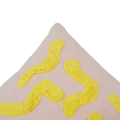 Tufted Abstract Cotton Cushion Cover – 45x45 cm | Modern Textured Decorative Pillow Cover in Blush Pink & Yellow