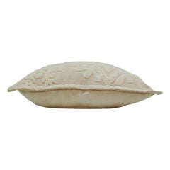 Machine Tufted Snowflake Cushion Cover | Embroidered Cotton Cushion Cover 45x45 cm | Cream Decorative Throw Pillow Cover for Sofa & Bed