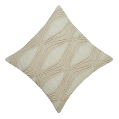 Handcrafted Tufted & Rope Cotton Cushion Cover 45x45 cm | Textured Boho Decorative Throw Pillow Cover | Ivory | Hidden Zip