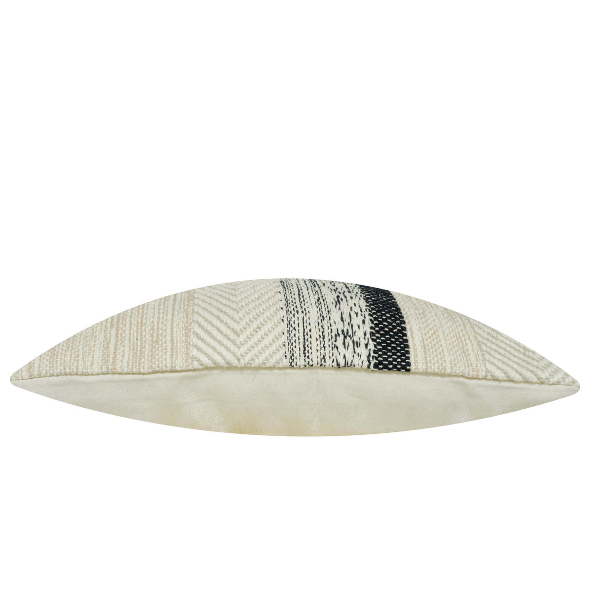Black and beige textured striped handwoven cushion cover 35x50 cm