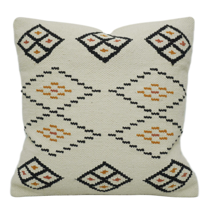 Handwoven Ivory Cushion Cover with Geometric Diamond Pattern – 45 x 45 cm