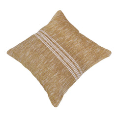 Handwoven Cotton Cushion Cover 45x45 cm | Natural Brown Textured Stripe Cushion Cover | Rustic Farmhouse Decorative Pillow Cover