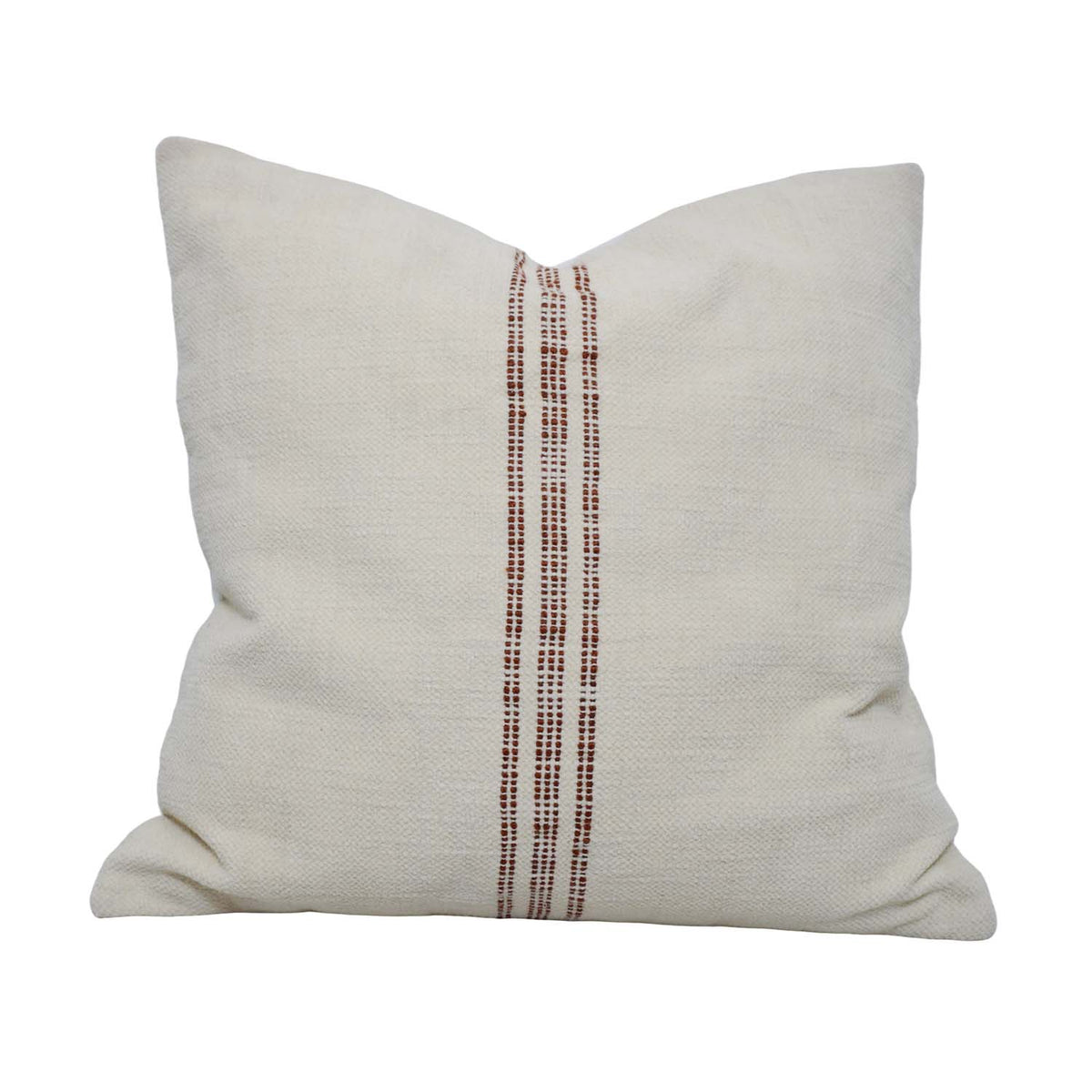 Handmade Cotton Cushion Cover 45x45 cm | Minimalist Woven Stripe Design | Natural Ivory Decorative Throw Pillow Cover | Hidden Zip | Boho Farmhouse Home Décor - Bulk manufacturer & supplier from Panipat, India