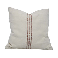 Natural Ivory & Brown Vertical-Stripe Woven Cotton Cushion Cover 45x45 cm