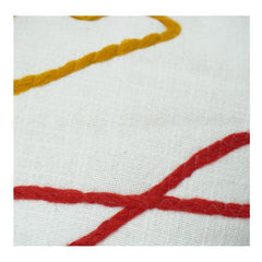 Housse de Coussin en Coton Brodé Lignes Abstraites – Design Artistique Multicolore (35 x 50 cm)
