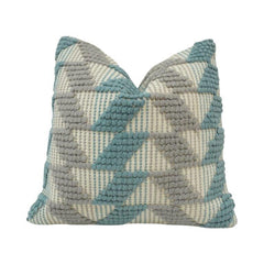 Handwoven Geometric Textured Cotton Cushion Cover – Blue & Grey | 45x45 cm