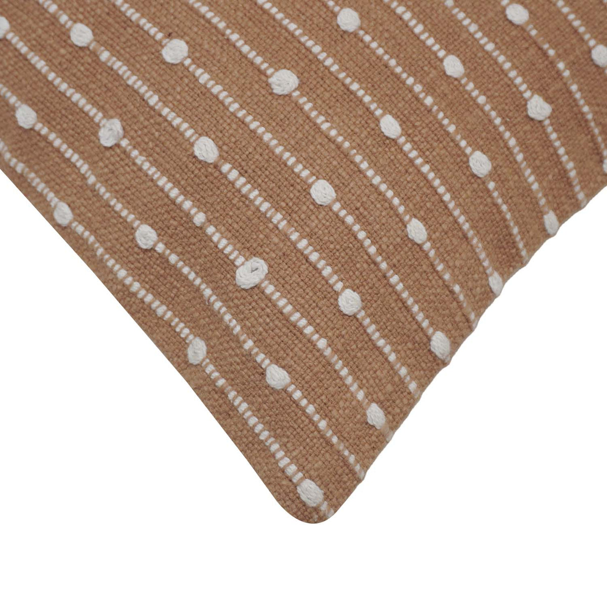 Handwoven Cotton Cushion Cover 45x45 cm | Textured Woven Dot Pattern | Decorative Throw Pillow Cover | Hidden Zipper | Beige & White - Bulk manufacturer & supplier from Panipat, India