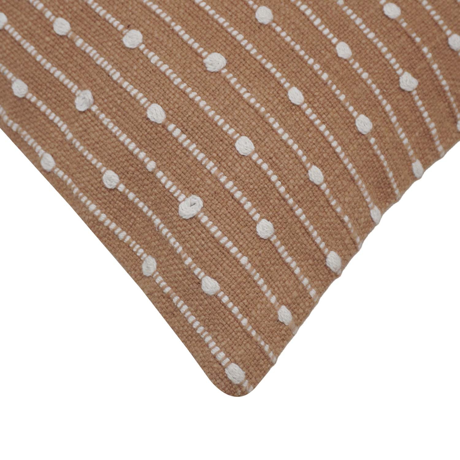 Handwoven Cotton Cushion Cover 45x45 cm | Textured Woven Dot Pattern | Decorative Throw Pillow Cover | Hidden Zipper | Beige & White