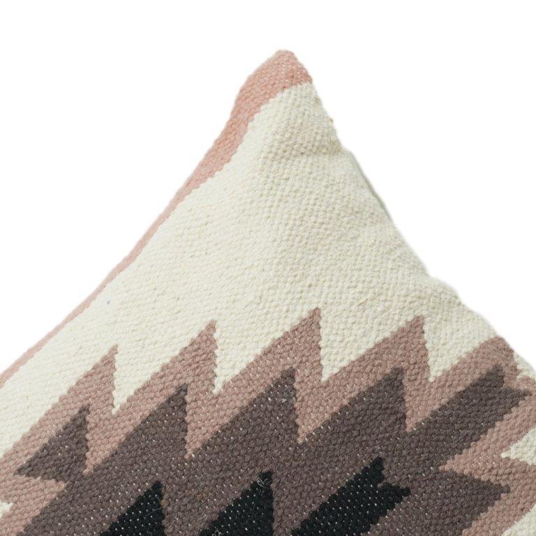 Handwoven Cotton Cushion Cover 45x45 cm | Geometric Tribal Pattern | Boho Modern Décor Pillow Case - Bulk manufacturer & supplier from Panipat, India