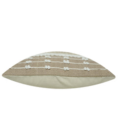 Handwoven Natural Beige & Ivory Textured Cushion Cover – Geometric Pattern – 45 x 45 cm