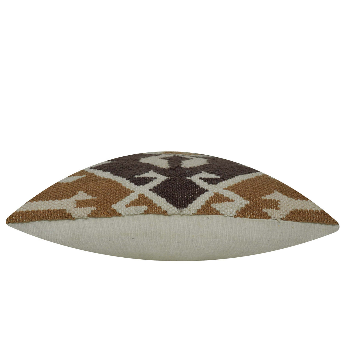 Handwoven Cotton Cushion Cover 45x45 cm – Tribal Geometric Pattern in Brown, Beige, Rust & Sage Green