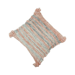Blush Grey Textured Polyester Cushion Cover with Tassels – 45x45 cm