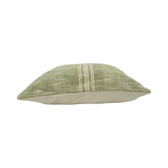 Handmade Olive Green Textured Cotton Cushion Cover with Center Stripe | 45 x 45 cm | Artisan Woven Decorative Pillow Cover