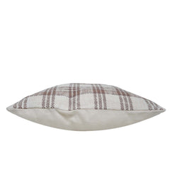 Handwoven Cotton Plaid Cushion Cover 45x45 cm | Beige & Brown Checkered Decorative Throw Pillow Cover | Modern Rustic Sofa Cushion Cover