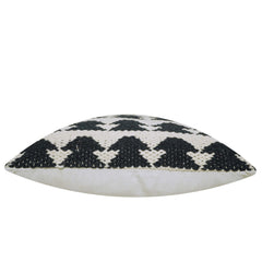 Handwoven Cotton Cushion Cover – Black & Cream Geometric Tribal Pattern | 45 x 45 cm