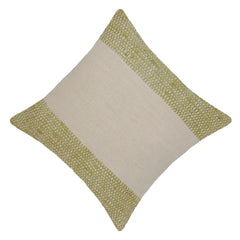 Handwoven Cotton & Polyester Cushion Cover 45x45 cm | Olive Green & Natural Textured Decorative Throw Pillow Cover | Modern Boho Sofa Cushion Cover with Concealed Zipper