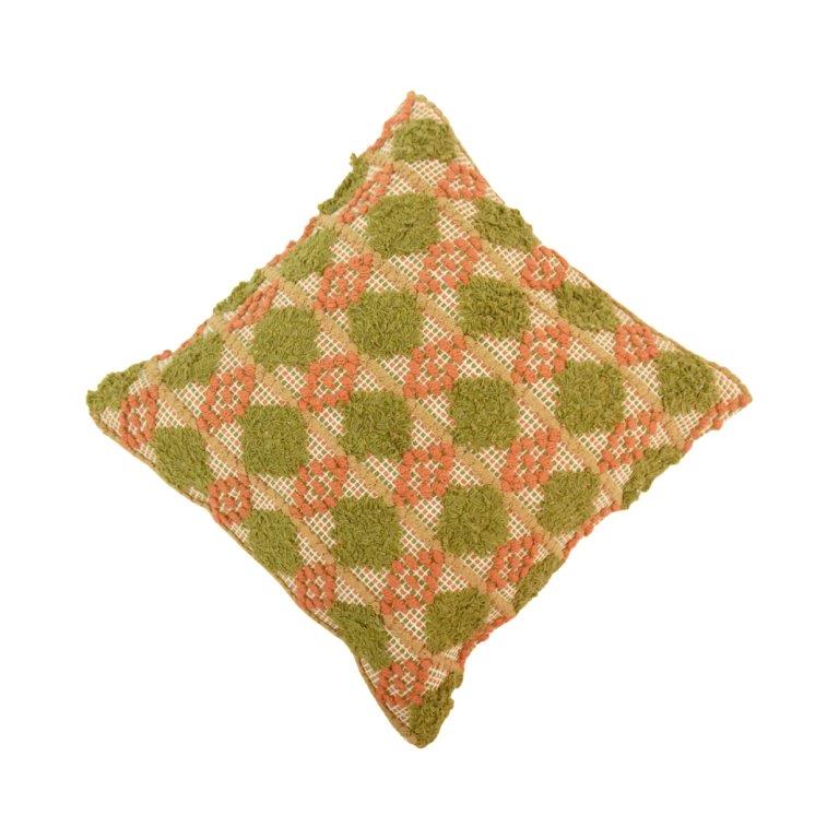 Handmade Tufted Cotton Cushion Cover 45x45 cm | Abstract Floral Embroidered Decorative Pillow Cover | Boho Rustic Home Décor - Bulk manufacturer & supplier from Panipat, India