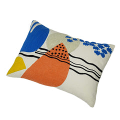 Machine Embroidered Abstract Cushion Cover 35 x 50 cm | Multicolor Decorative Cushion Cover