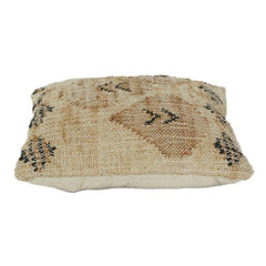 Handwoven Jute Cushion Cover with Tribal Mudcloth Pattern | Natural Textured Decorative Pillow Cover | 18x18 Inch
