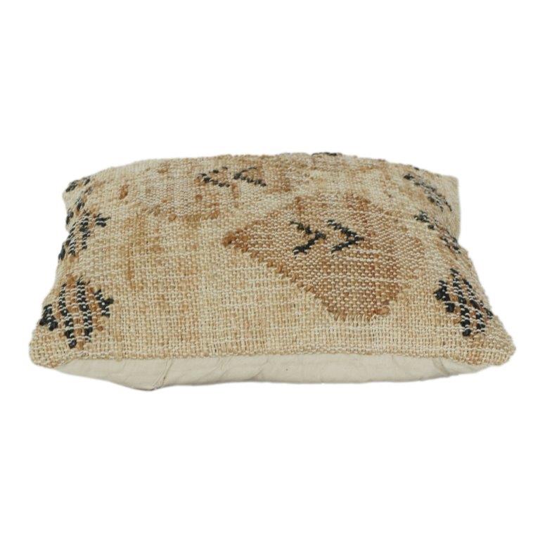 Handwoven Jute Cushion Cover with Tribal Mudcloth Pattern | Natural Textured Decorative Pillow Cover | 18x18 Inch