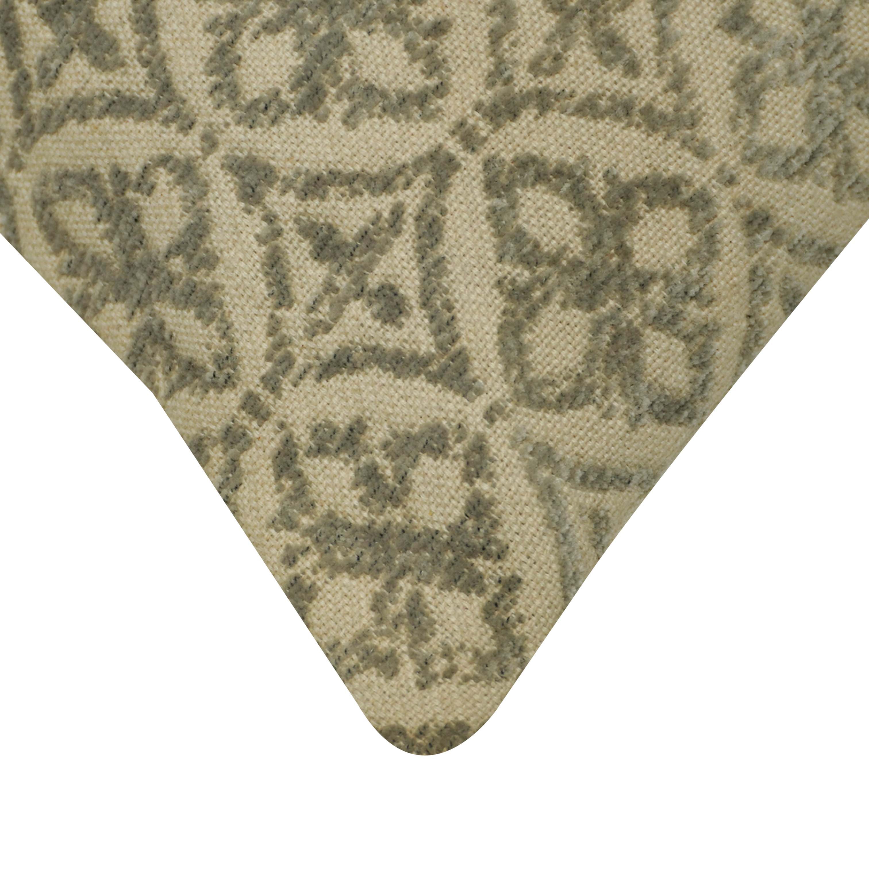 Jacquard Cotton Cushion Cover 45x45 cm | Geometric Woven Pattern | Decorative Sofa & Bed Pillow Cover | Concealed Zipper | Beige & Sage Green | 100% Cotton