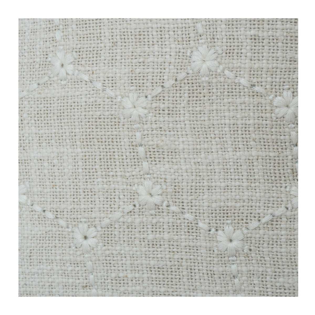 Off-White Geometric Embroidered Cotton Cushion Cover | Minimal Textured Throw Pillow | Neutral Home Decor | 18x18 Inch - Bulk manufacturer & supplier from Panipat, India