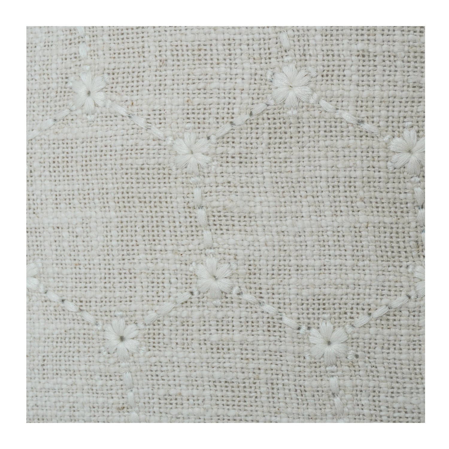 Housse de coussin en coton brodé géométrique blanc cassé | Oreiller décoratif texturé minimaliste | Décoration d'intérieur neutre | 45x45 cm