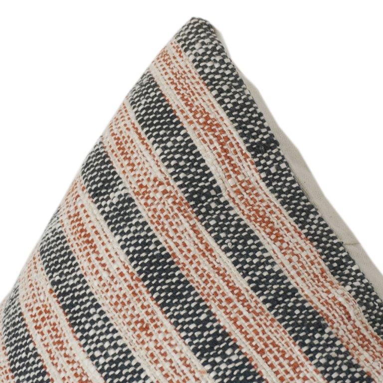 Handwoven Striped Cotton Cushion Cover | Textured Boho Neutral Pillow Case | 18x18 Inch Decorative Throw Cushion