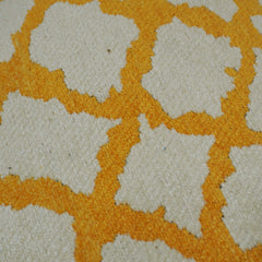 Mustard & Ivory Geometric Jacquard Cushion Cover – 45 x 45 cm | Woven Decorative Accent Pillow Cover