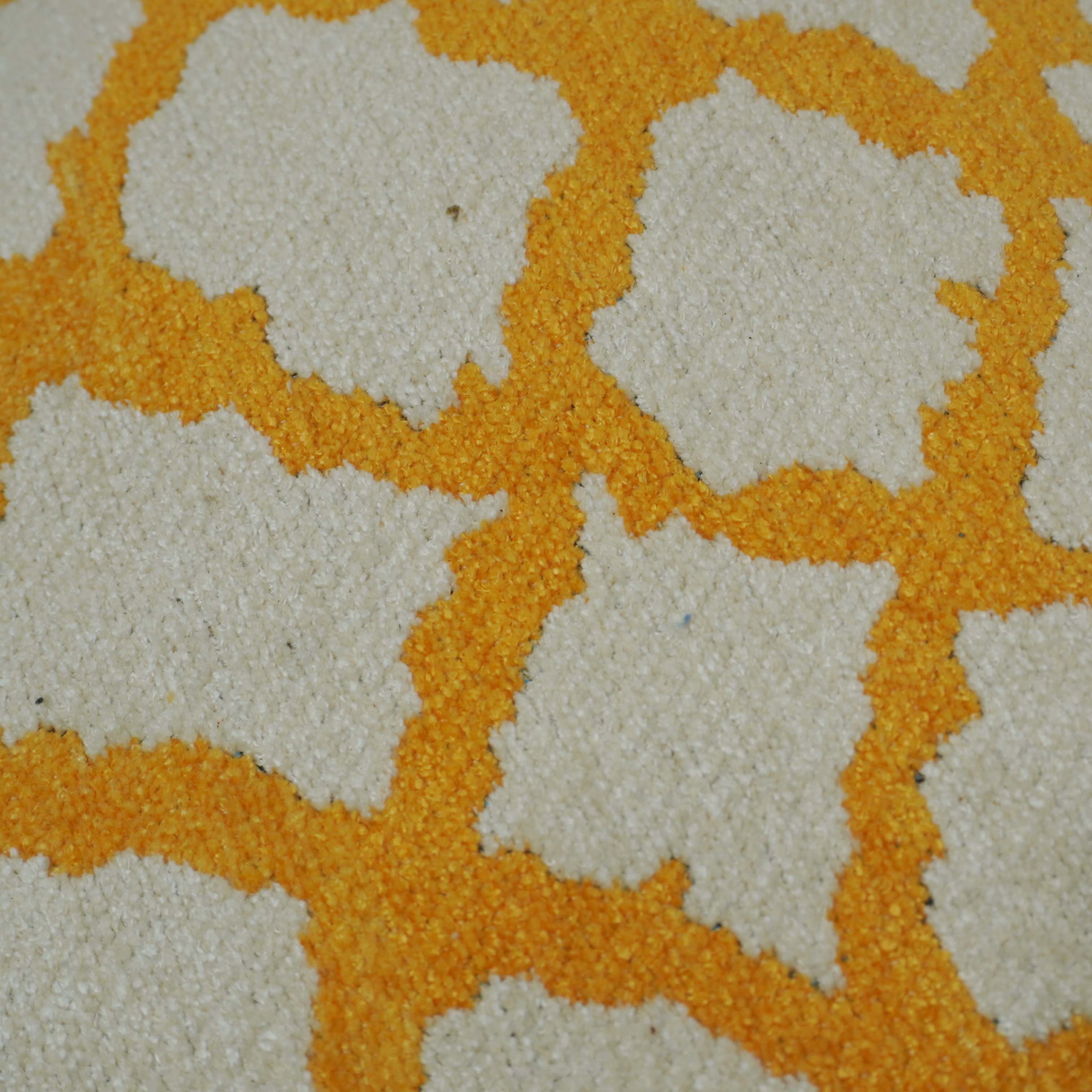 Mustard & Ivory Geometric Jacquard Cushion Cover – 45 x 45 cm | Woven Decorative Accent Pillow Cover