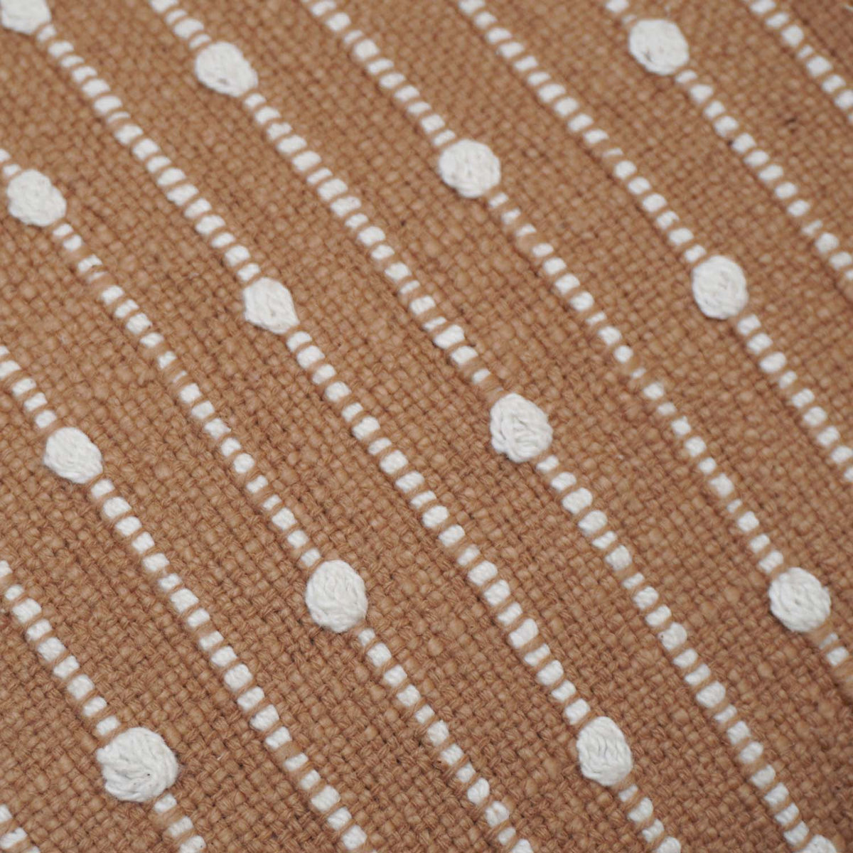 Handwoven Cotton Cushion Cover 45x45 cm | Textured Woven Dot Pattern | Decorative Throw Pillow Cover | Hidden Zipper | Beige & White - Bulk manufacturer & supplier from Panipat, India