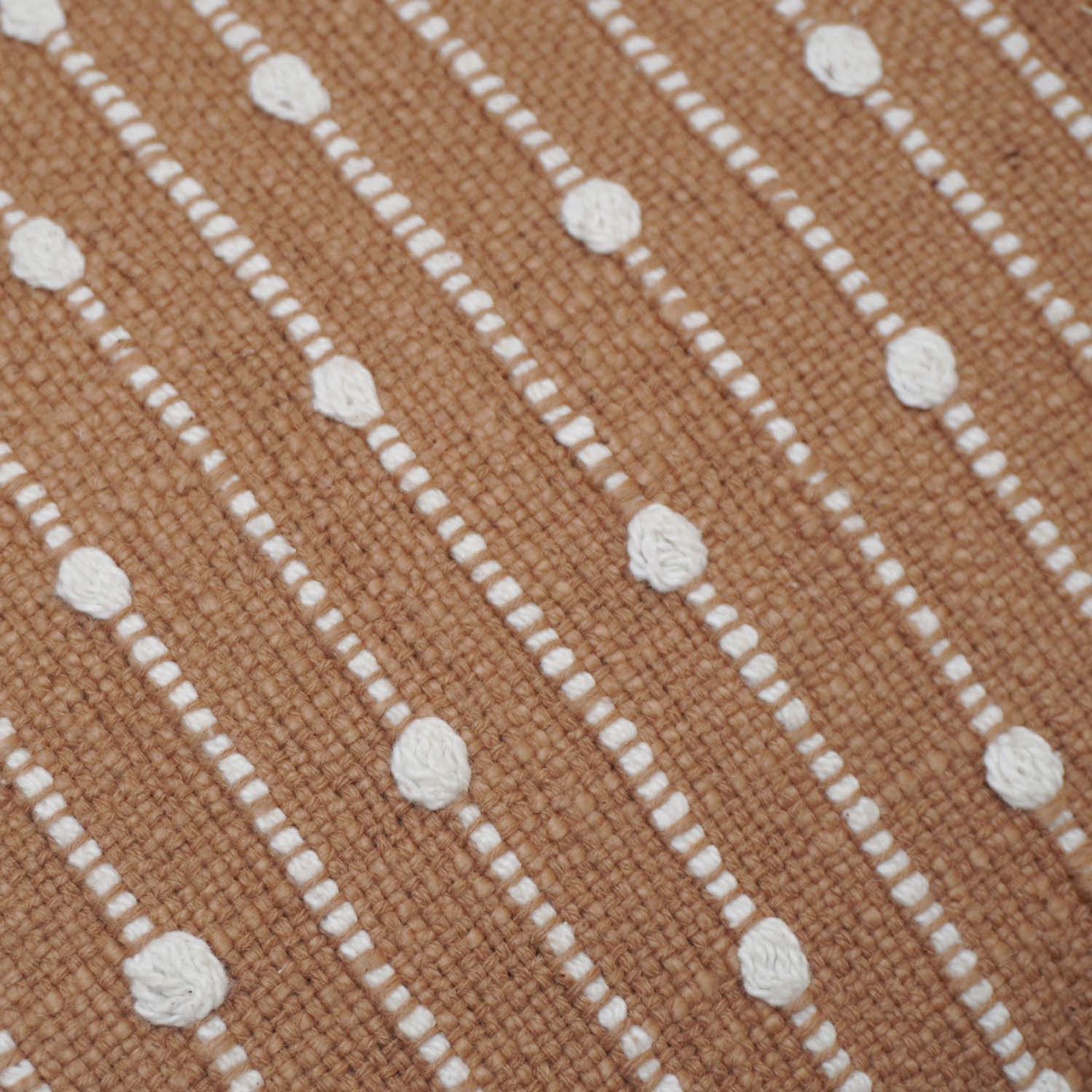Handwoven Cotton Cushion Cover 45x45 cm | Textured Woven Dot Pattern | Decorative Throw Pillow Cover | Hidden Zipper | Beige & White