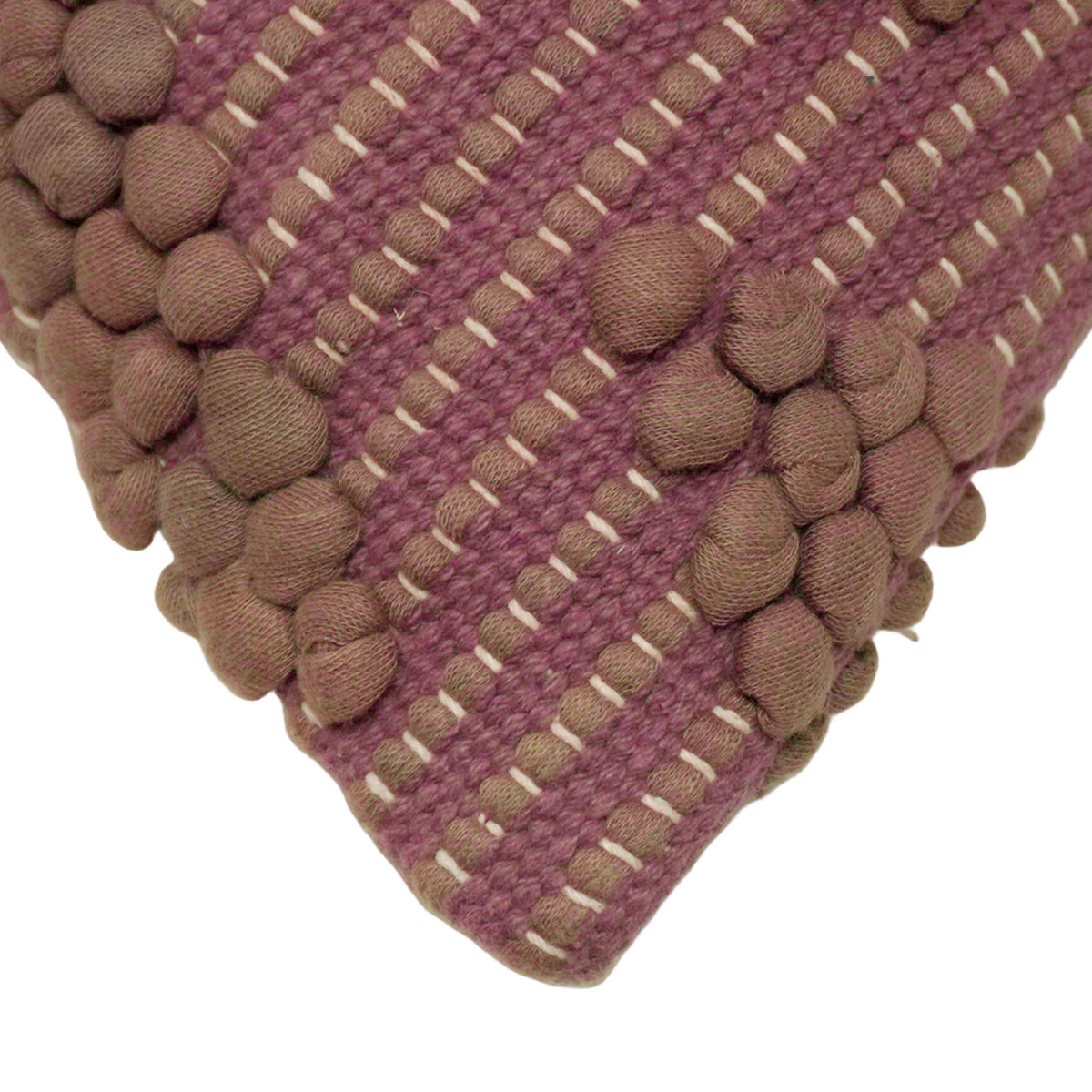 Mauve brown floral textured handwoven cushion cover 45x45 cm
