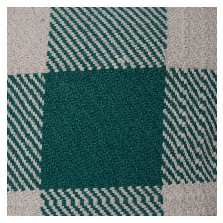 Handmade Cotton Checkered Cushion Cover 45x45 cm | Green & Beige Plaid Decorative Pillow | Rustic Modern Home Décor