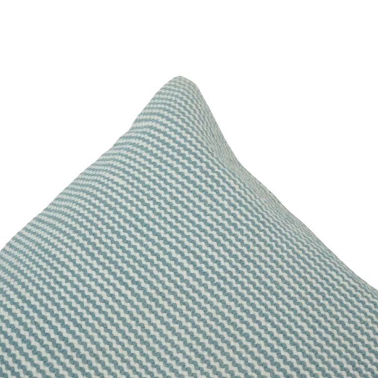 Handwoven Aqua Stripe Cotton Cushion Cover – 45x45 cm | Textured Woven Decorative Pillow Cover