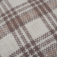 Handwoven Cotton Plaid Cushion Cover 45x45 cm | Beige & Brown Checkered Decorative Throw Pillow Cover | Modern Rustic Sofa Cushion Cover