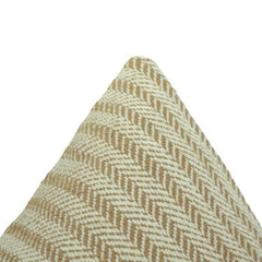 Handmade Cotton Herringbone Cushion Cover – Beige Striped Textured Pillow Cover 45x45 cm | Artisan Woven Decorative Cushion